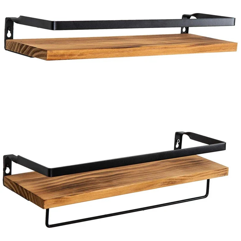 ABGH-Antique Floating Wall Shelves Floating Wall Shelves Wooden Floating Shelves-Kitchen, Bathroom And Bedroom Decorative Storag - brown