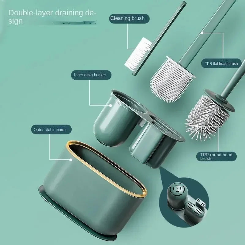 Multifunctional toilet brush without perforation with silicone support - view 2
