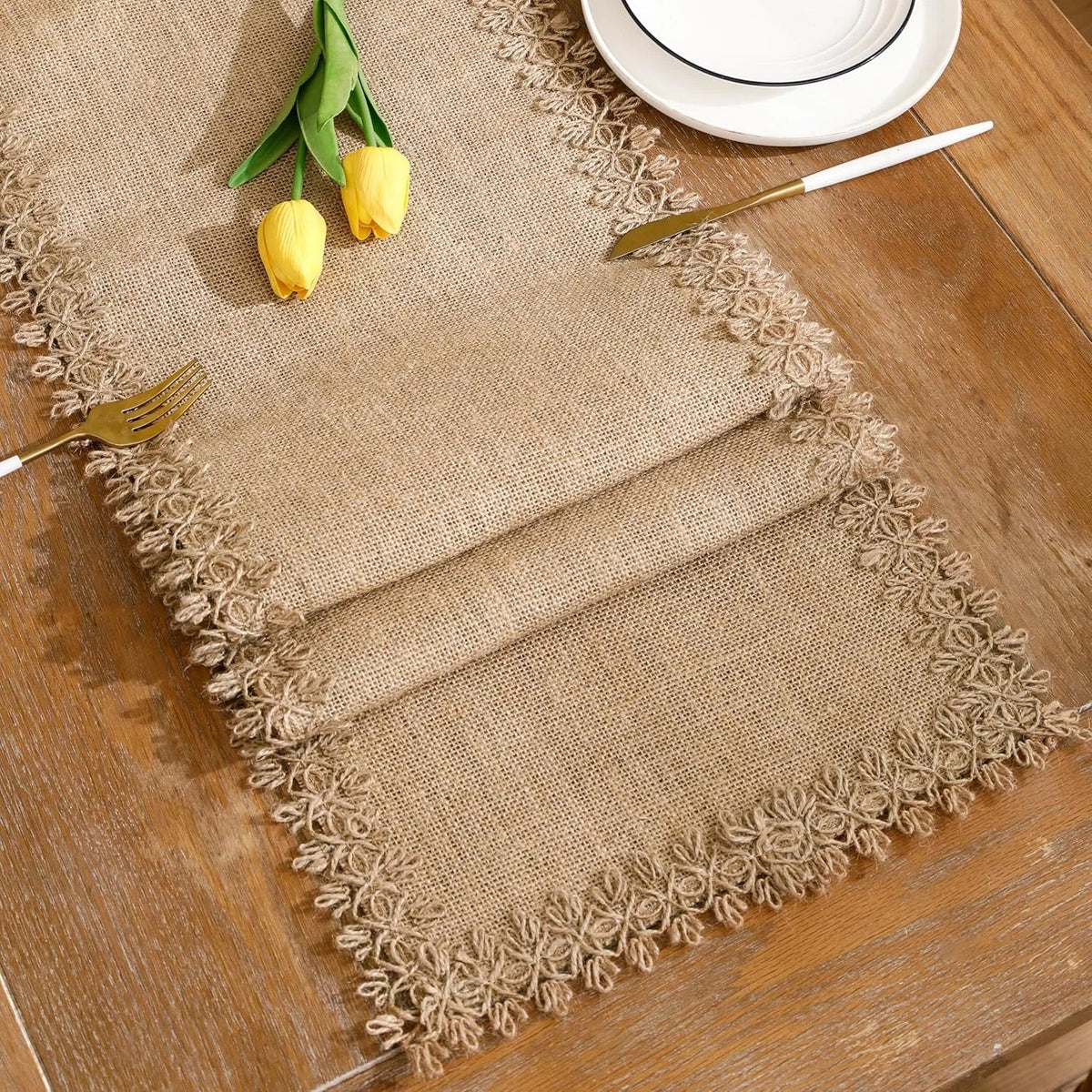 Jute table runner beige style rustic farm - 30x45cm placemat