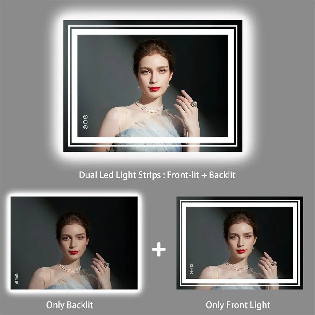 Luxury crystal LED mirror with variable intensity - view 4