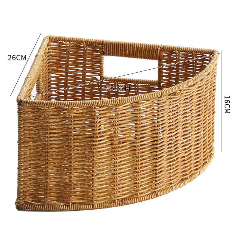 Woven dangle basket for linen and home storage - 26 16 cm