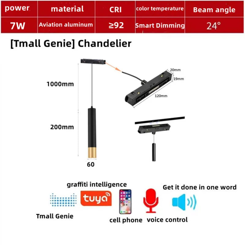 Intelligent voice-controlled lamp with integrated lighting - Tmall Intelligence / 1pc 7W Pendant Lamp 1