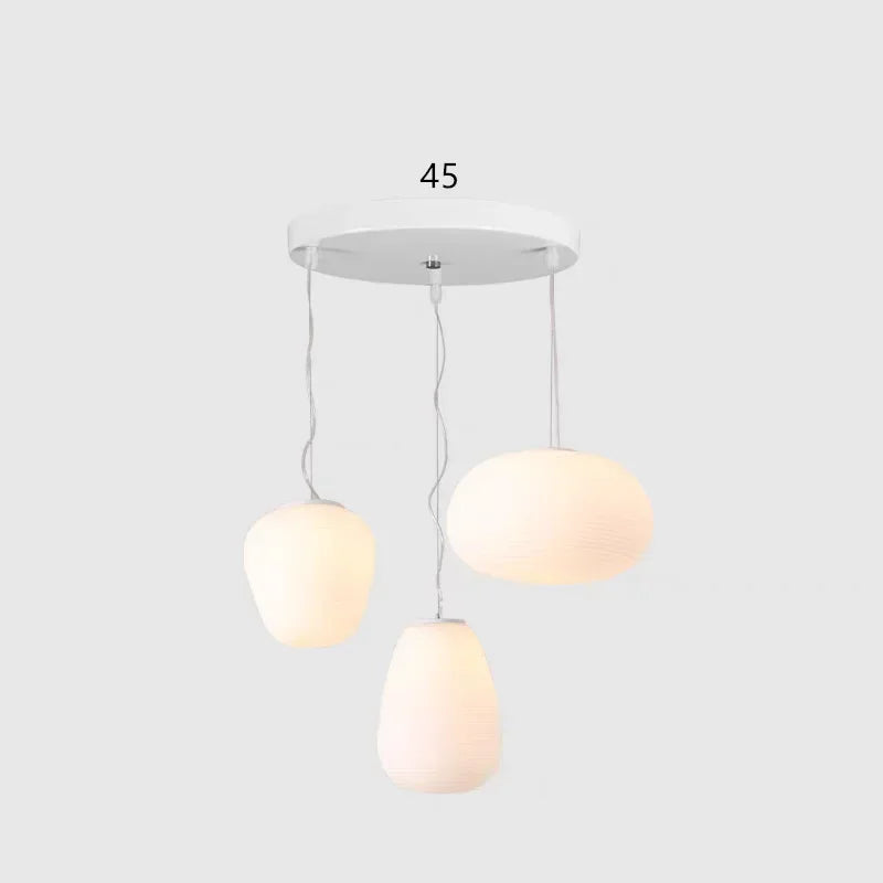 Modern Japanese style glass led pendant light for elegant interior - B3H / Warm White