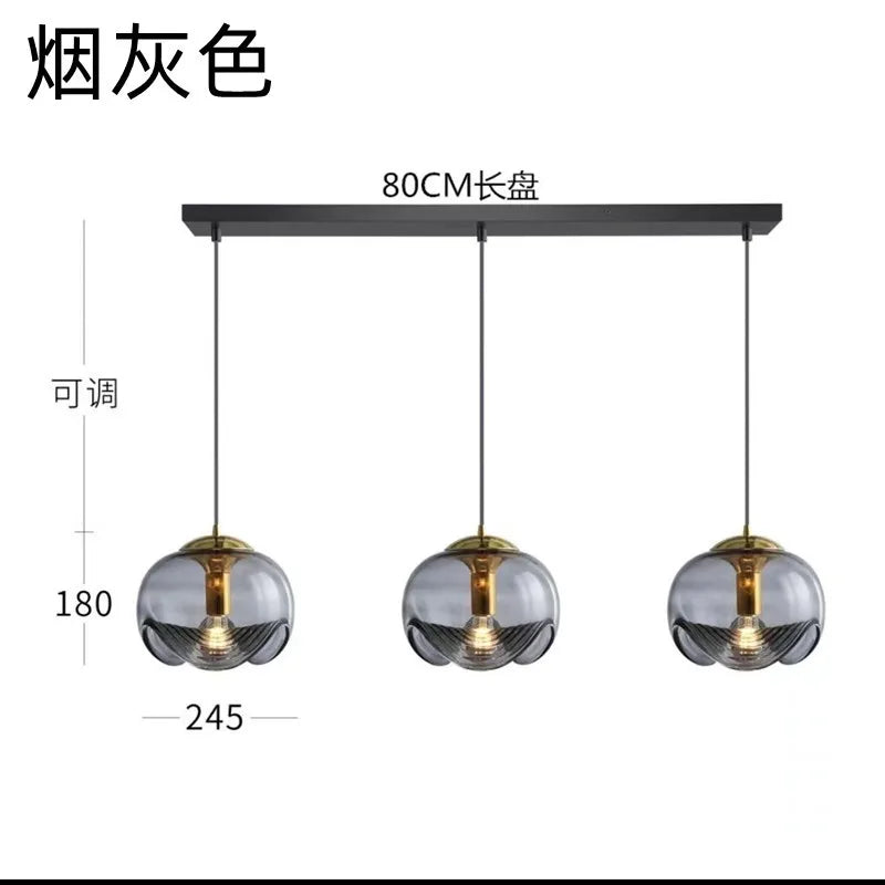 Round pendant light in glass for restaurant bar and kitchen - D / Warm White