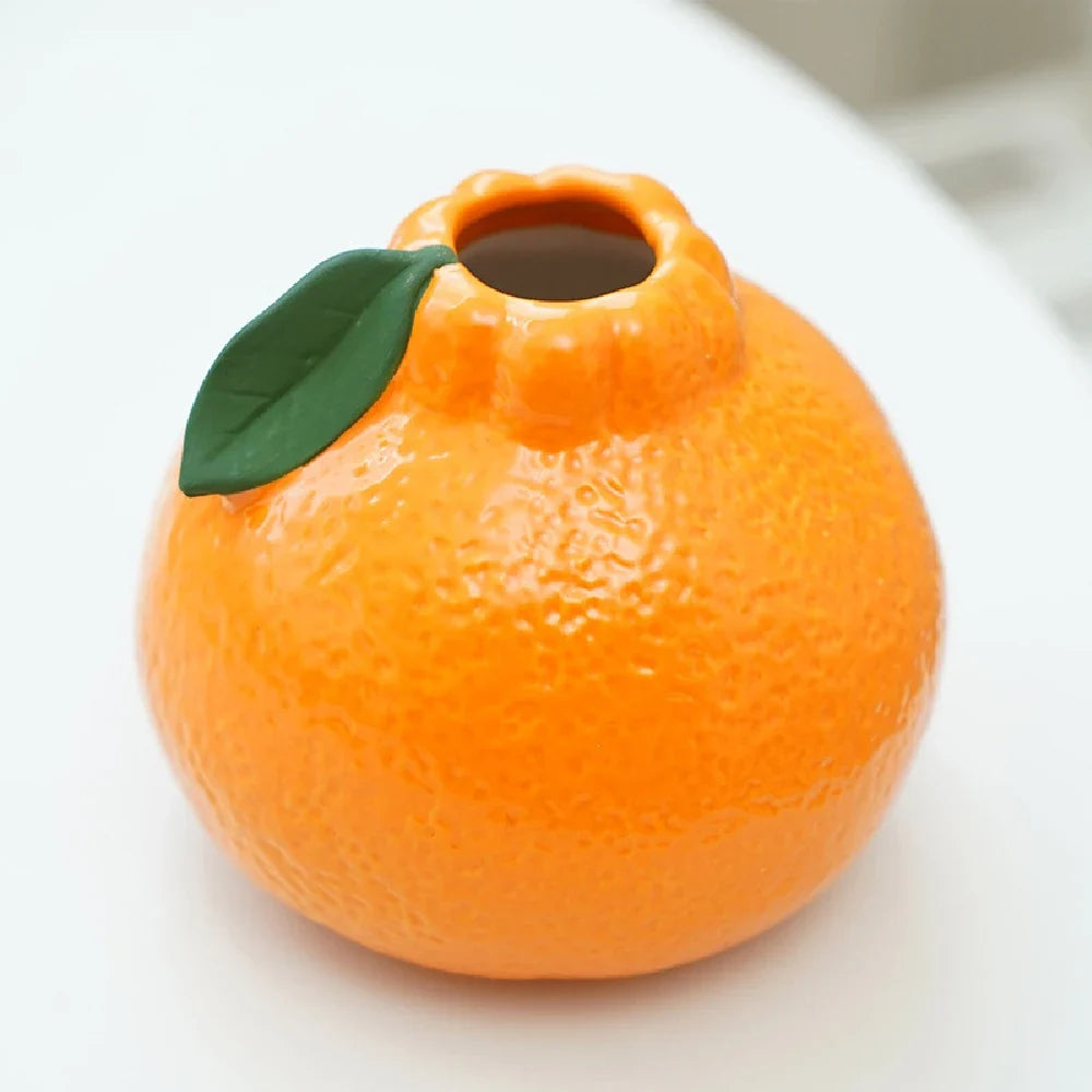 Ceramic Vase, Orange Vase for Home decor,Decorative Vase Fruit Shape Vase Tabletop Decorative Vase Table Centerpieces Decoratio - orange