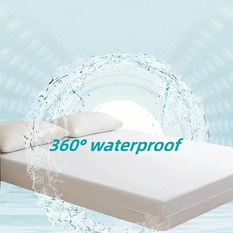 1pc 6-Sides Fully Enclosed Waterproof Mattress Cover With Zipper (Without Pillowcase), Dust-proof Mattress Protector Solid Color - view 4