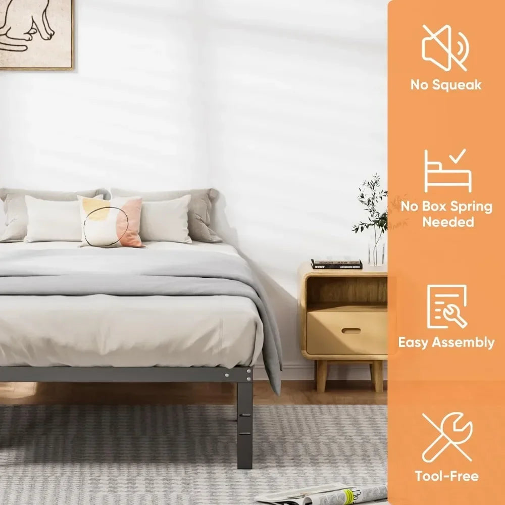 Metal Queen Bed Frame- Full Size Bedstead, King Platform with Storage, Air Mattress Twin for Bedroom Sturdy Steel Slat Support - view 3