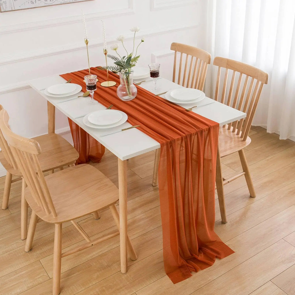 Set of 4 Sheer Muslin Table Runners for Event Hospitality - view 5