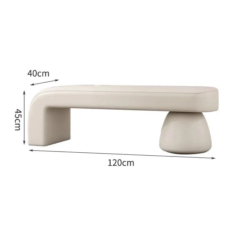 Nordic changing stool for bedroom and living room - White-120cm-Leather