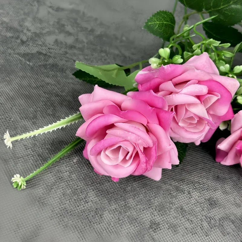 Wedding decoration bouquet of artificial silk rose wines 7 heads - view 5
