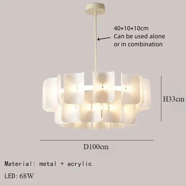 Modern acrylic chandelier Nordic style LED hanging lamp - Ruond-100cm / Cool Light