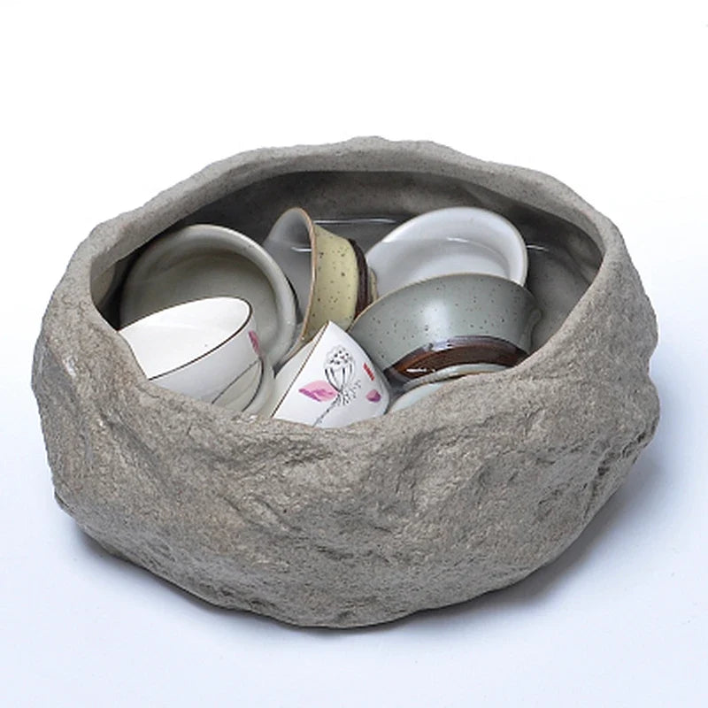 Ceramic Rock Mud Imitation Stone tea Washing Pen Wash tea Cups, Household tea Set Accessories, Extra Large Basin - view 3