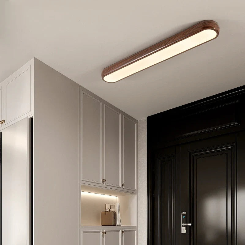 Minimalist Aisle Lights, Long Strips Creative Nordic Restaurant Lights Simple Walnut Color Porch Balcony Ceiling Lamps - view 5