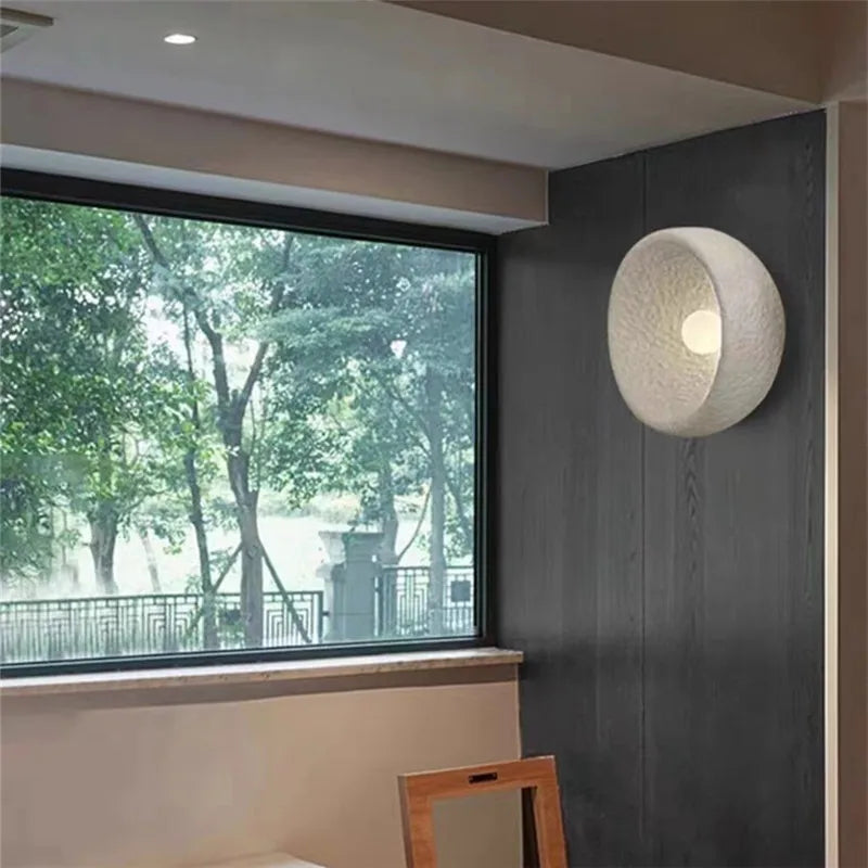 Japanese wall sconce in stone style wabi sabi interior decor - view 3