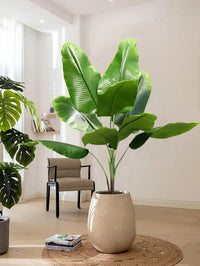 Large artificial banana trees and plastic palm trees for garden decoration