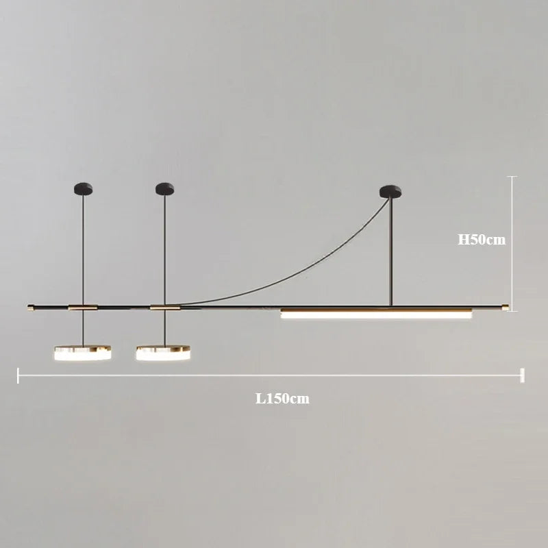 Modern Nordic minimalist design chandelier for interior decoration - A-150cm Gold Black / Neutral Light