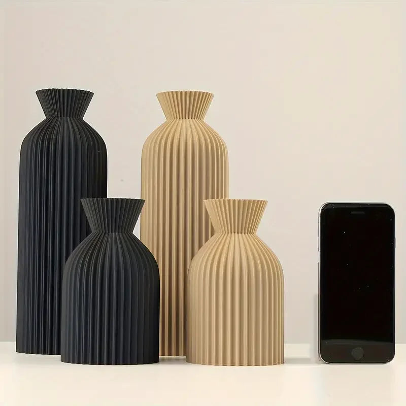 Elegant Black Plastic Vase, Boho Chic Centerpiece - view 2