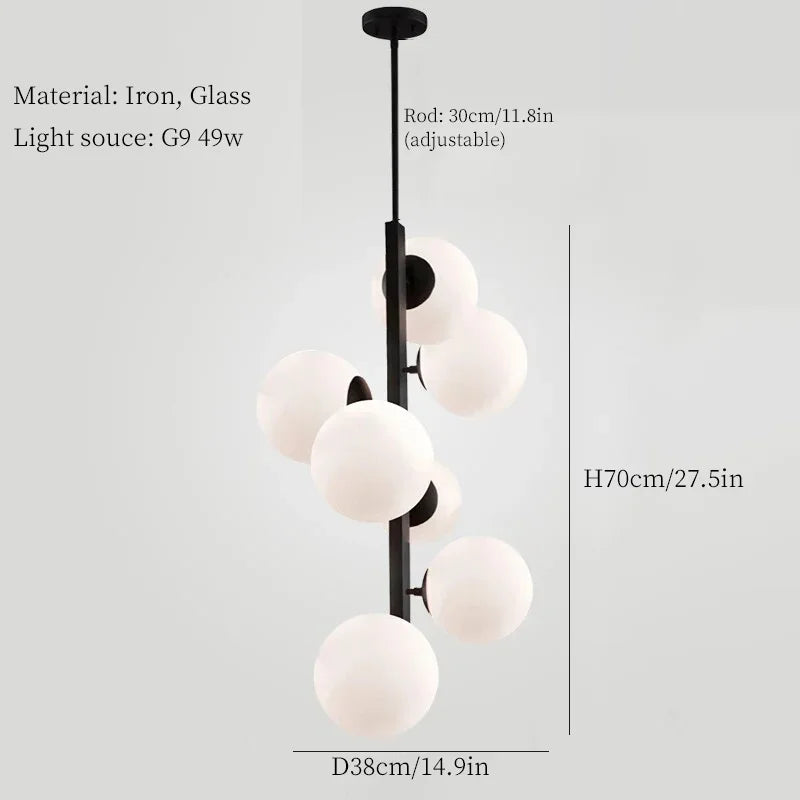 Nordic ceiling lamp in iron and decorative glass - Pendant Lamp / Neutral Light