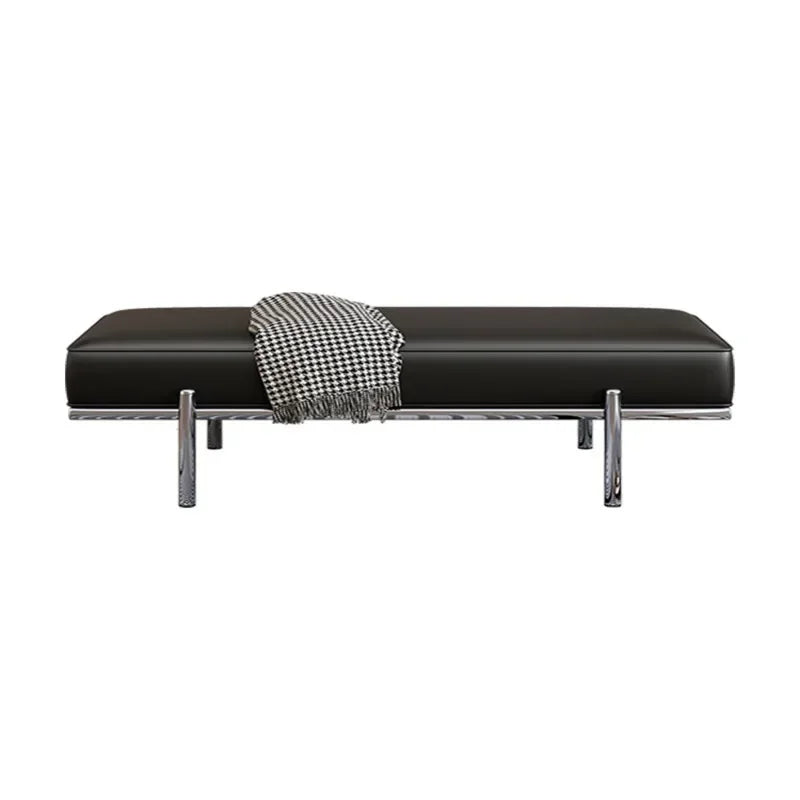 Stainless Steel Shoe Changing Bench, Long Stool, Italian Minimalist Leather, Bed-End Seat, Light, Luxury - view 6