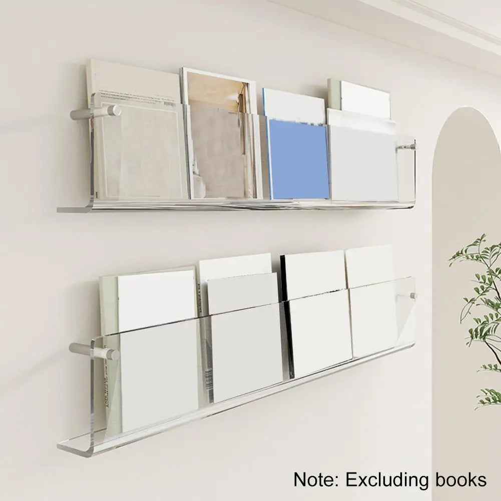 Acrylic wall shelf for books and magazines