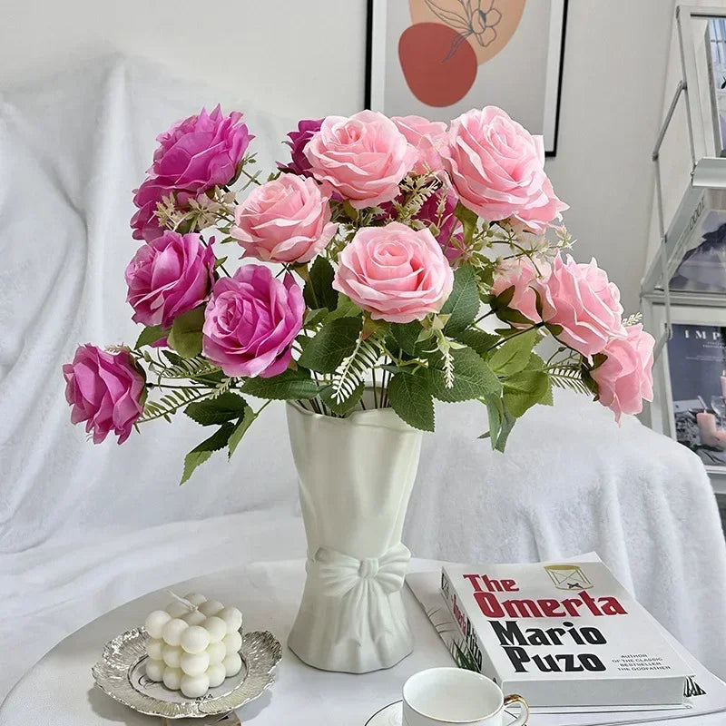 Bouquet of artificial silk rose wines for wedding decoration - view 4