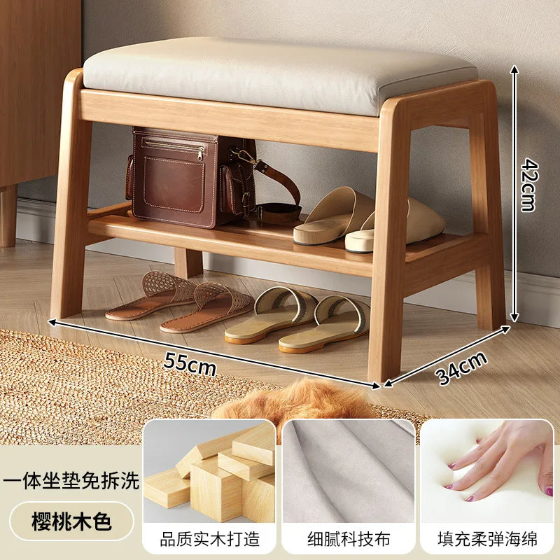 Solid wood shoe bench for practical storage - view 2