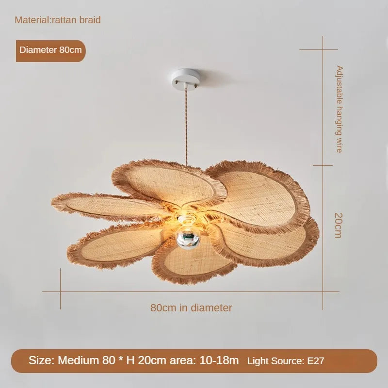 Minimalist lustre floral design woven grass for indoor - D 80cm / Warm White