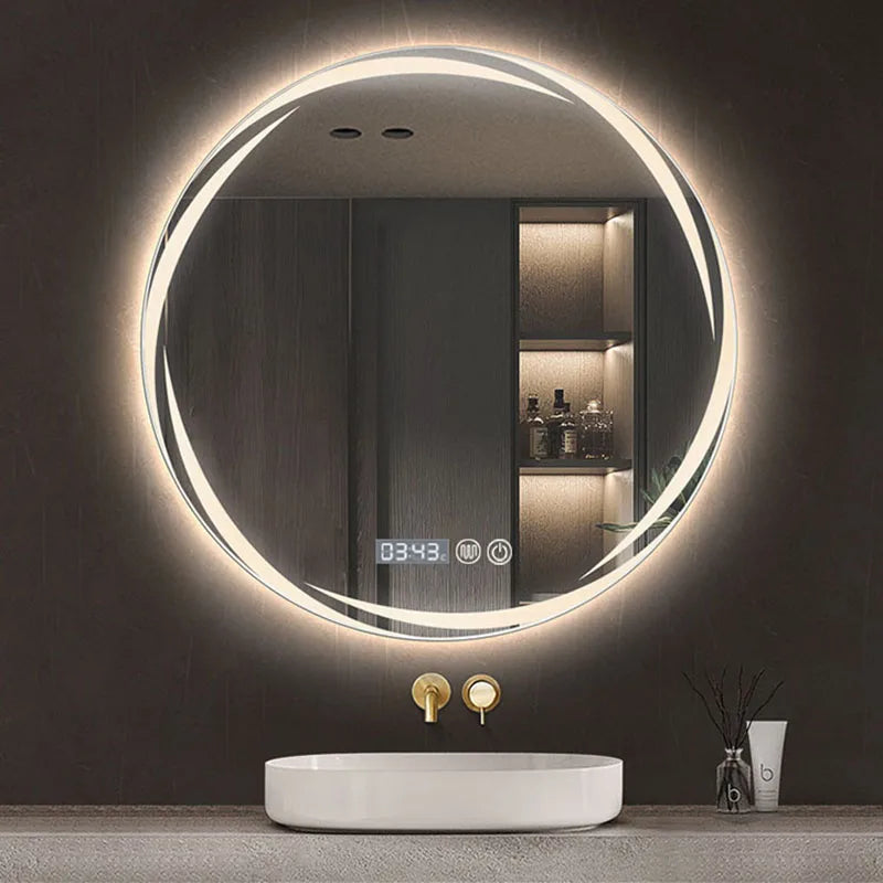 Circular mirror creative illuminated for modern decoration - view 7
