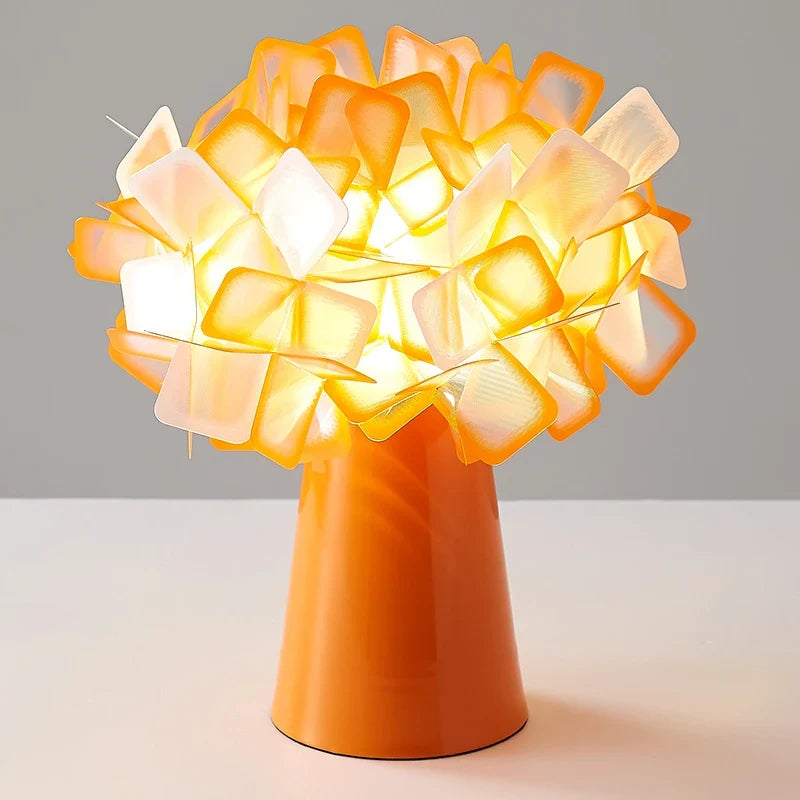 Modern plastic decorative floral design desk lamp - Orange