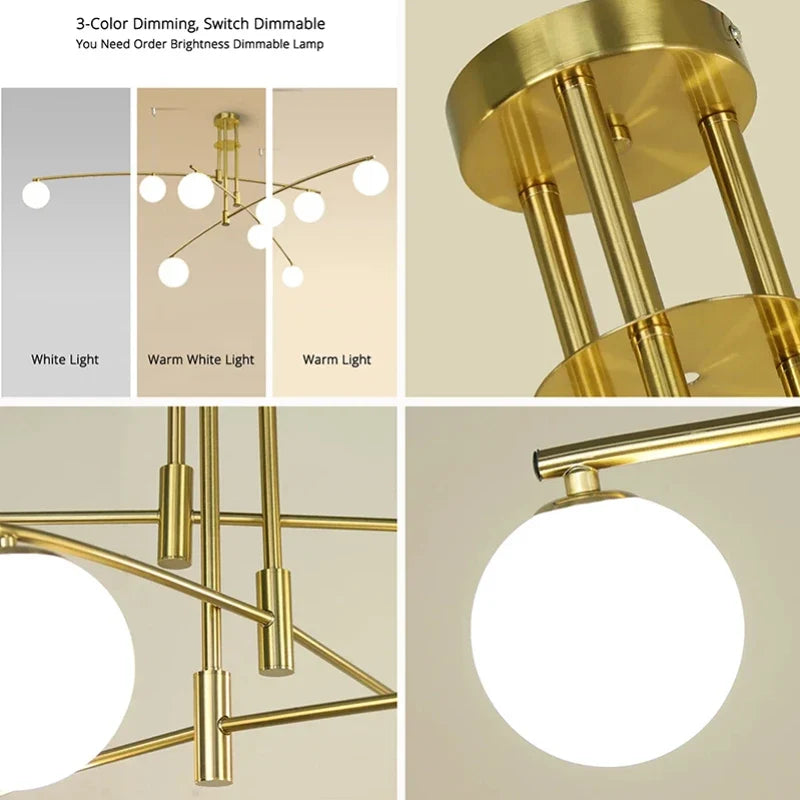 Modern glass chandelier Nordic style for interior decoration - view 6