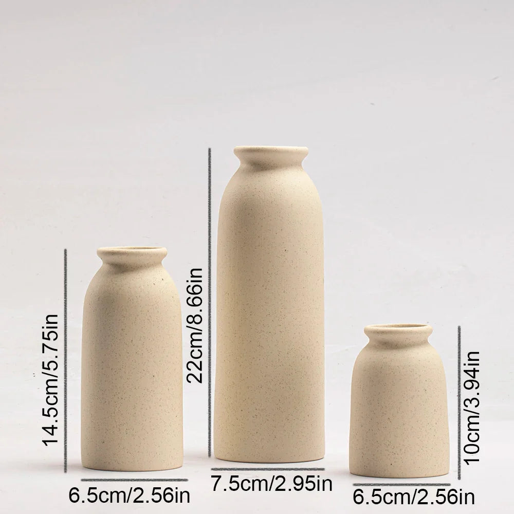 Ceramic Vase,Small Vases for decor,Set 3 Modern Boho Vases for Flower Pampas,Fit for Living Room Desk Shelf decor - view 3