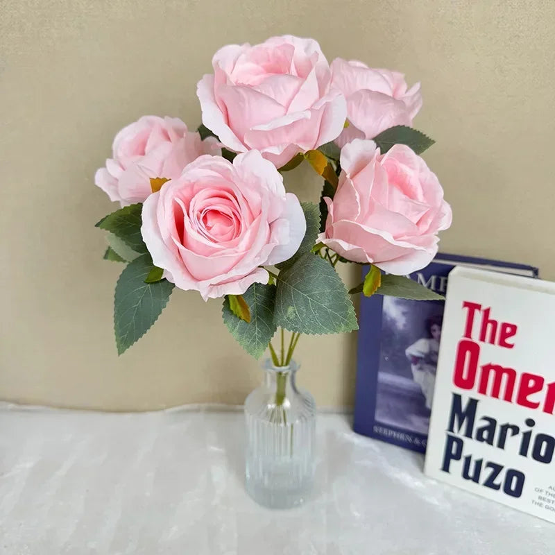 Bouquet of artificial silk rose wines for bride elegant decoration - view 6