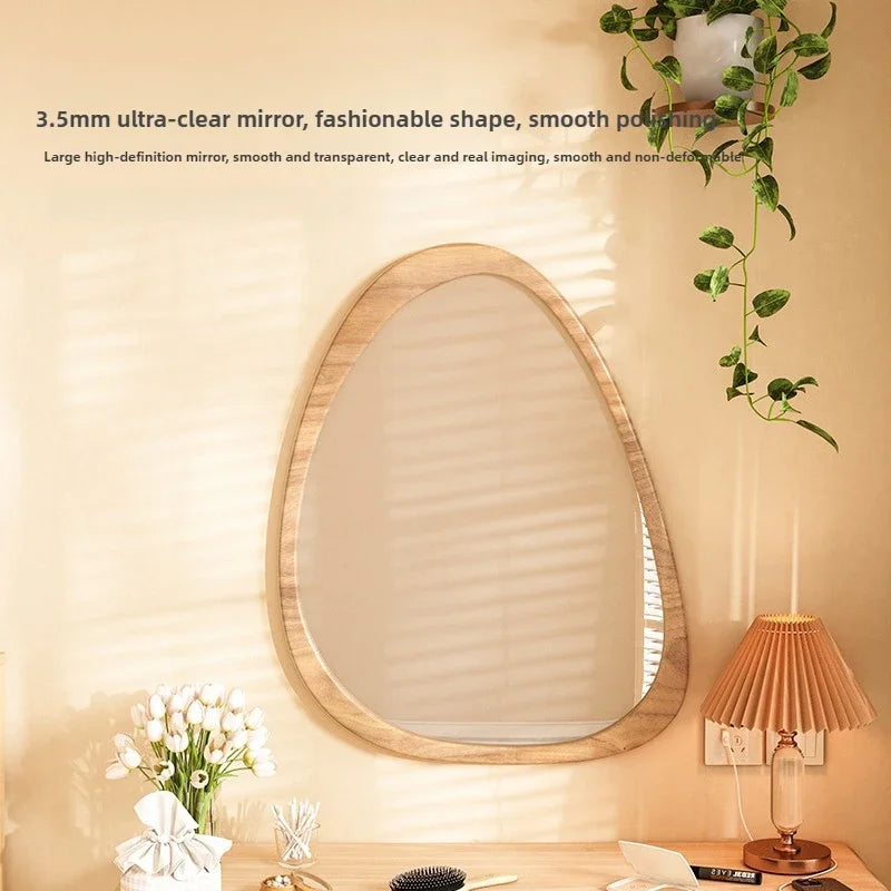Middle century wooden wall mirror trend HD reflective - view 4