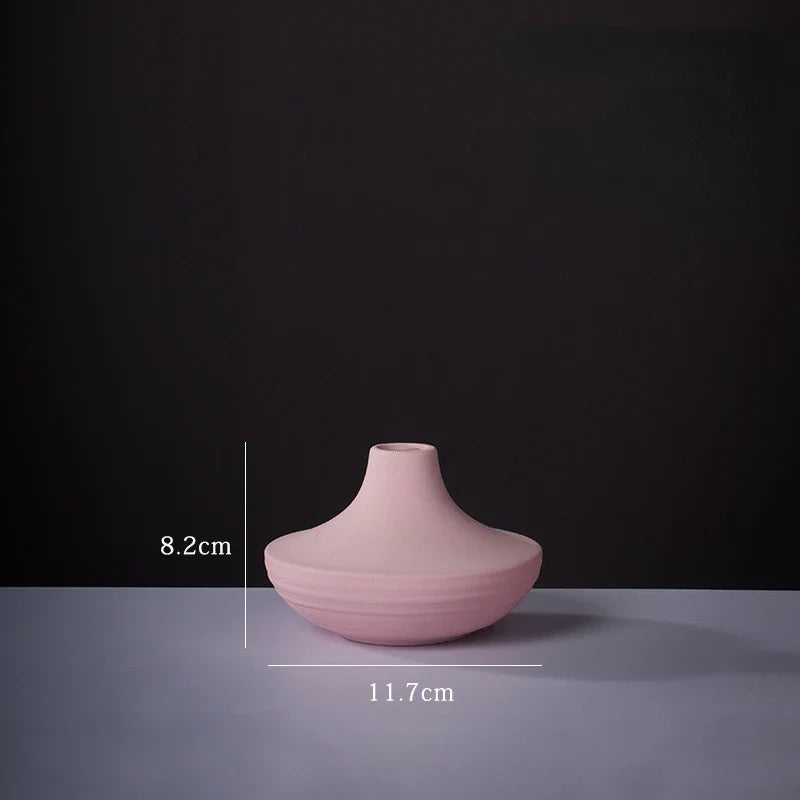 Ceramic Small Vase for Home Decoration, Simple and Modern, Round Flowers, Solid Color, New - 17