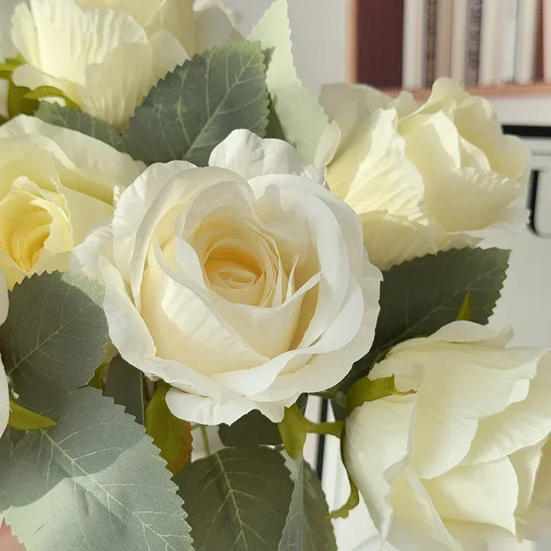 Bouquet of artificial silk rose wines for bride elegant decoration - view 2