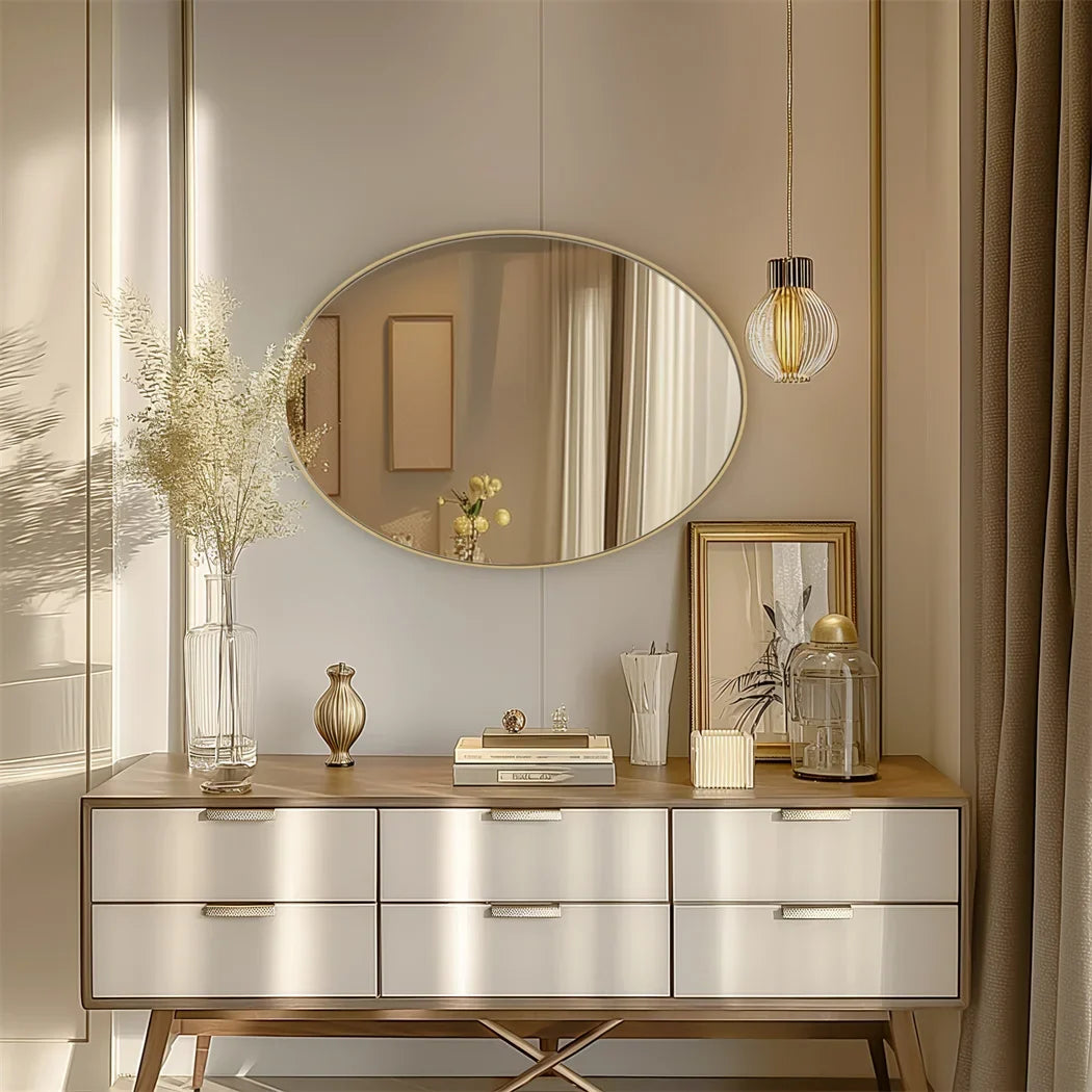Brushed gold mirror with decorative metal frame - view 6
