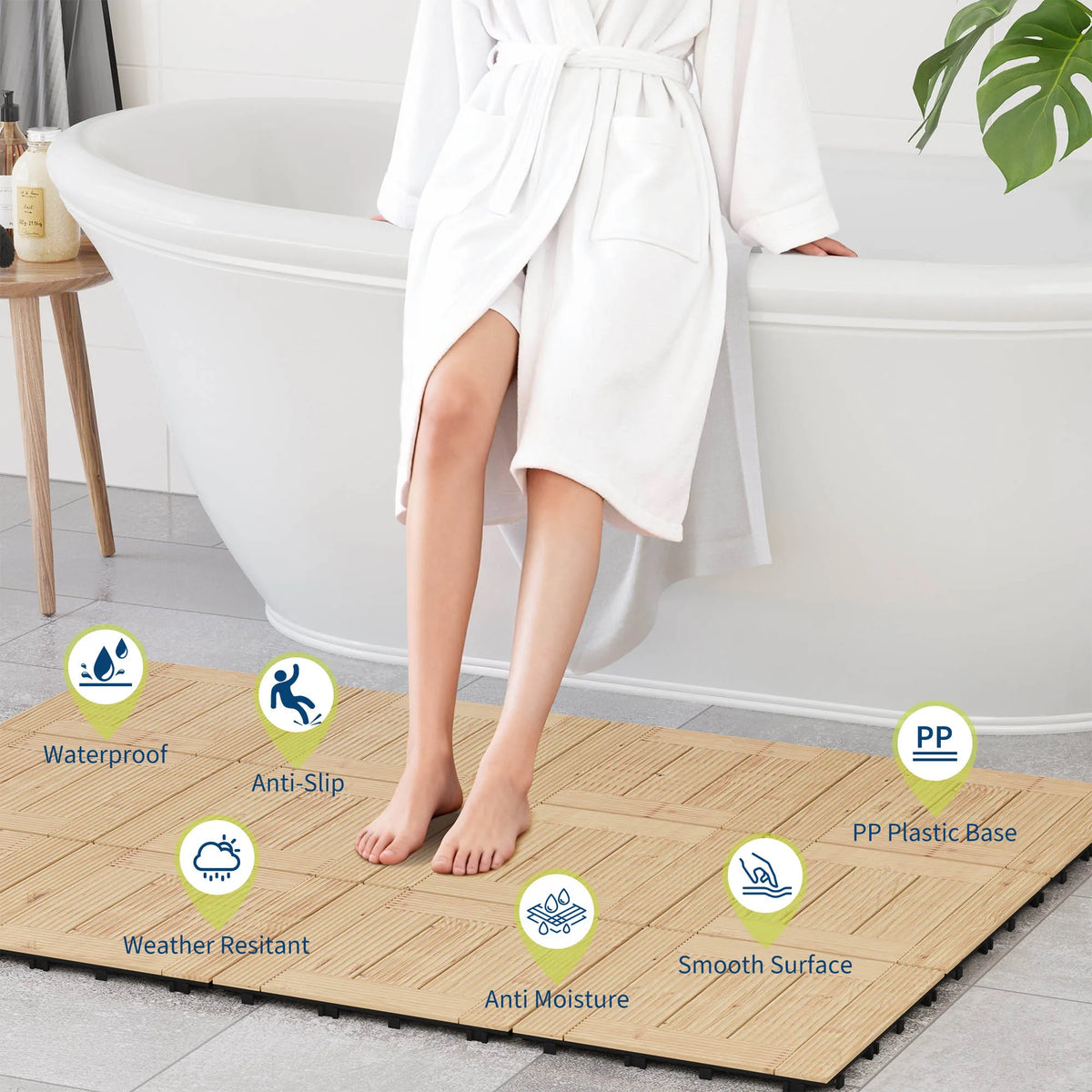 12x12 in. Acacia Wood Interlocking Deck Tiles Slip-Resistant - view 5