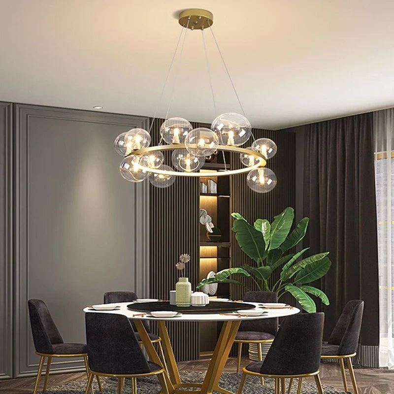 Glass chandelier with modern design with artistic bubbles - view 5