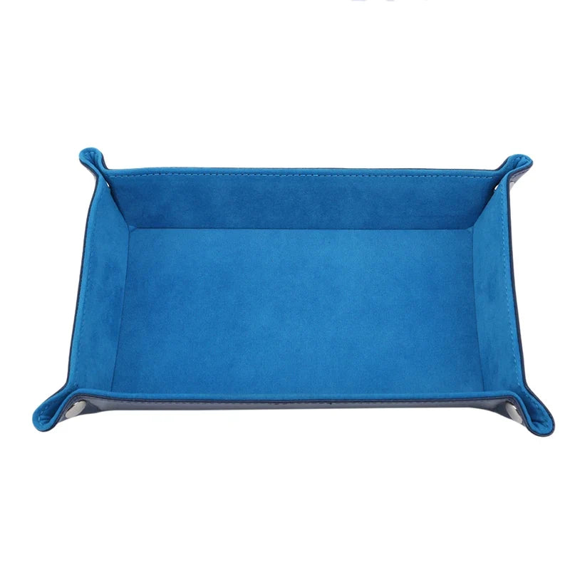 Foldable leather storage tray for games and miscellaneous items - Sky blue