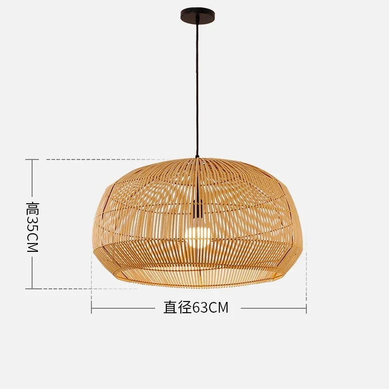 Vintage pendant light in Chinese style bamboo hand made for interior decoration - Model A Diameter 63cm