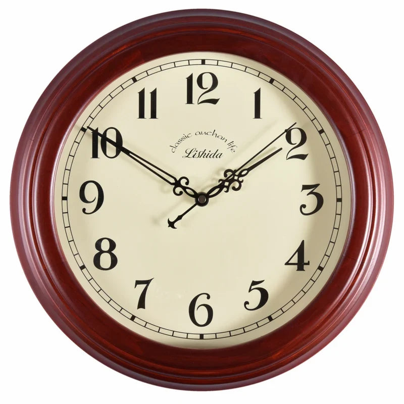 Silent wall clock customizable in retro modern wood - --7-Digit Redwood