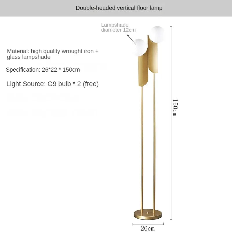 Modern double head glass ball lamp for elegant lighting - 2700-3300K / Gold