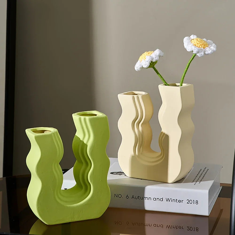 Morandi style decorative ceramic vase for flowers - view 6