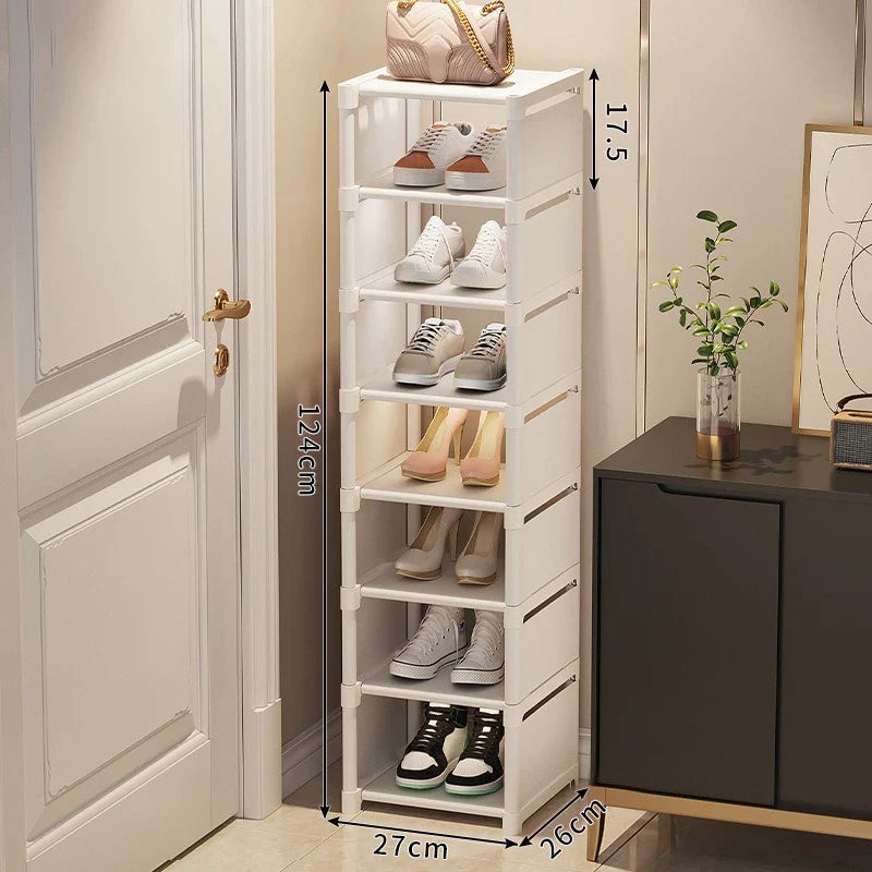 Stackable and adjustable shoe organizer space gain - White 8 Layers