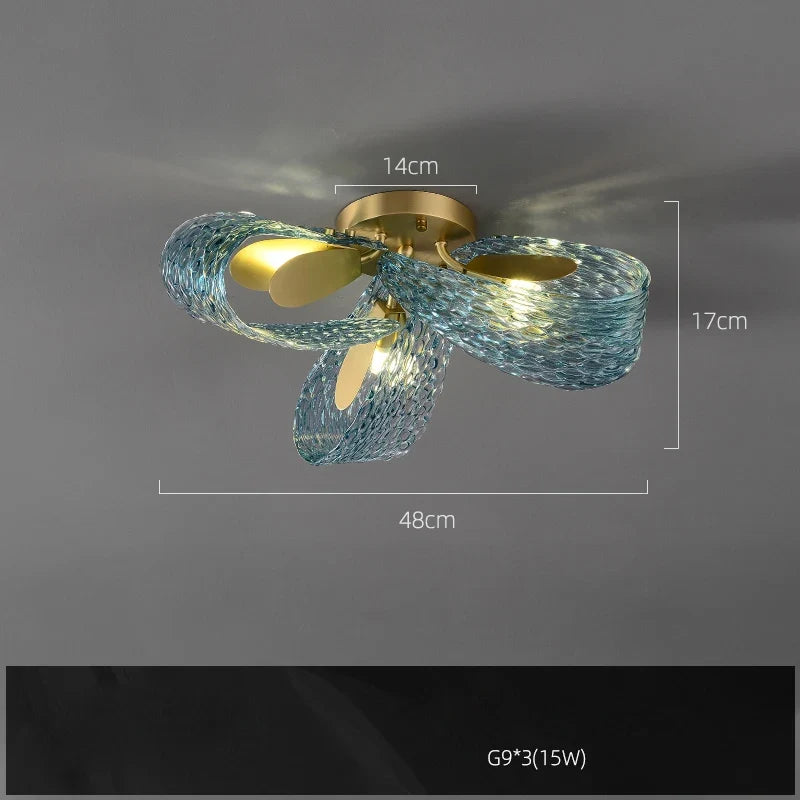 LED crystal glass chandelier for elegant lighting - White light / 3 light ceiling lamp