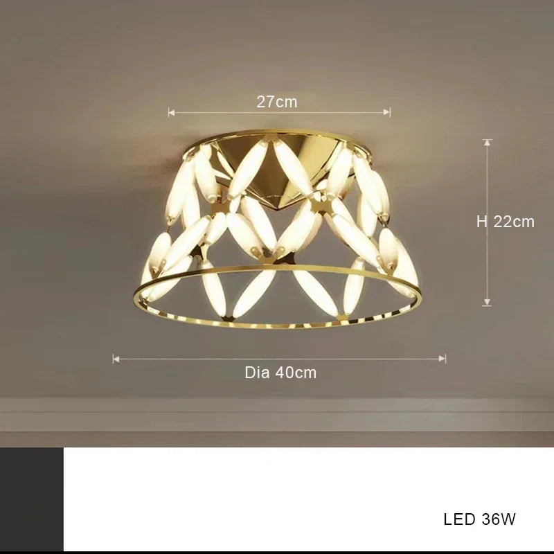 Modern Nordic chandelier creative led lamp for interior decoration - Plafond B 40cm / Gold / White Light