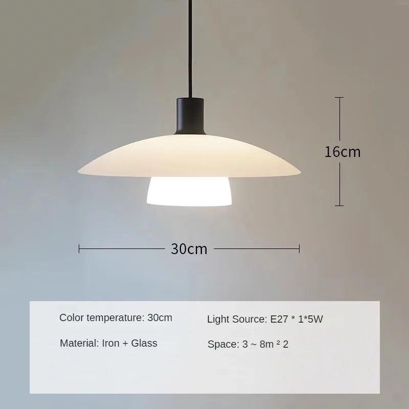 Japanese minimalist glass chandelier for interior decoration - 1 Head-30cm / Warm White