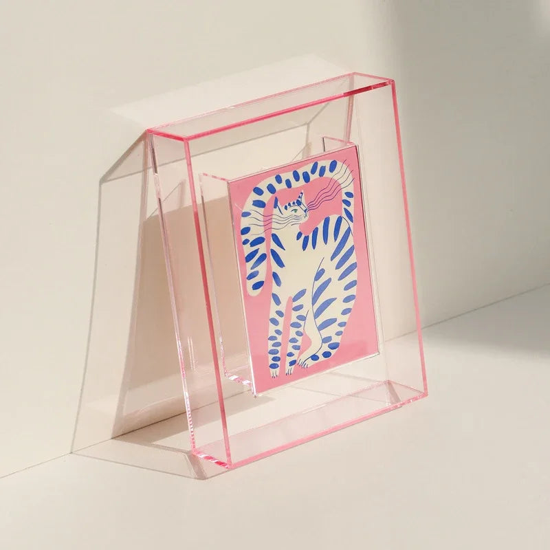 Transparent acrylic photo frame support interior decoration desk - E / 5 inches