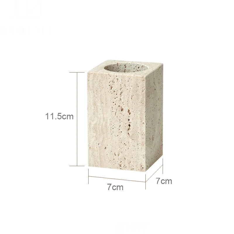 Elegant set of accessories in travertine for the bathroom - Cup A