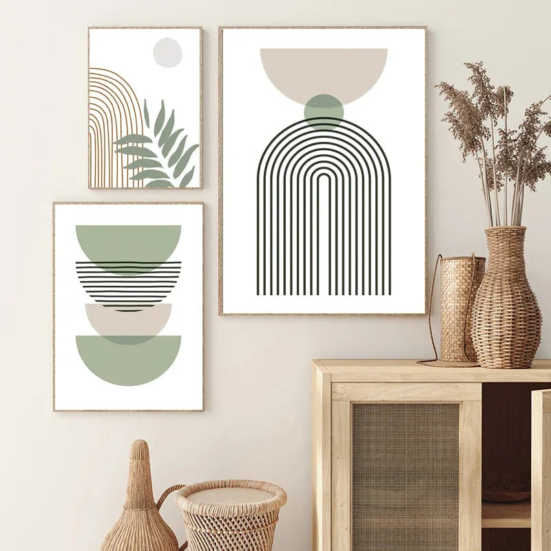 Abstract wall decoration with modern boho geometrical leaves - view 5